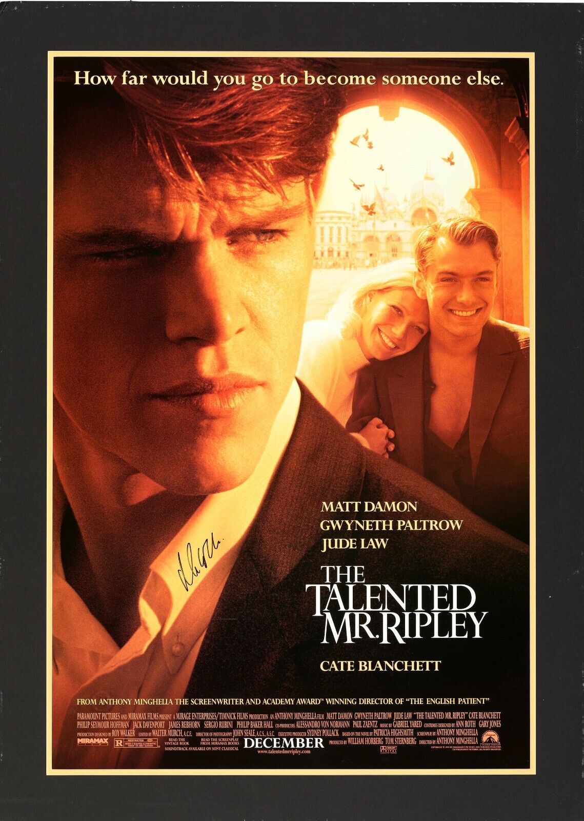 THE TALENTED MR. RIPLEY, MATT DAMON, 1999, REPRO VINTAGE HQ CINEMA POSTER