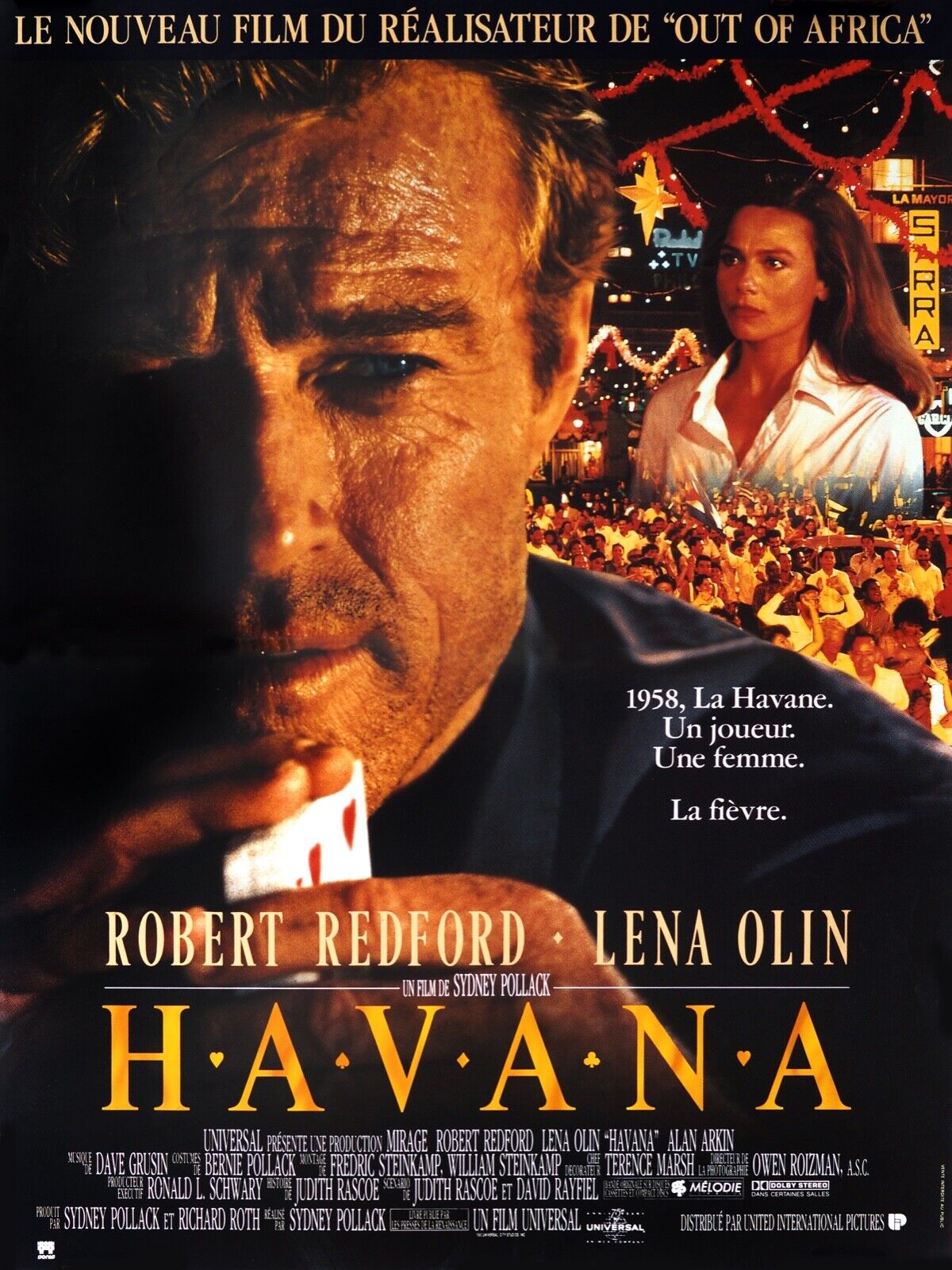 LA HABANA, ROBERT REDFORD, 1990, REPRODUCCIÓN DE CARTEL DE PELÍCULA, VINTAGE, HQ