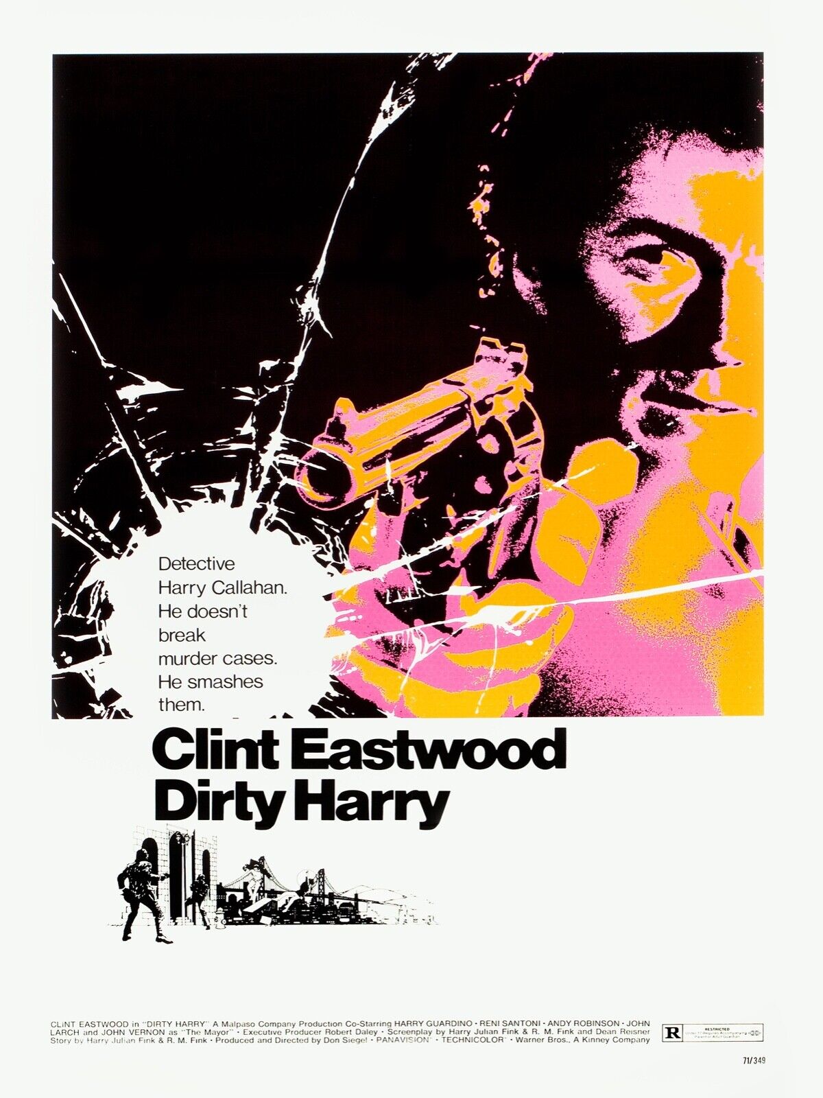 DIRTY HARRY, CLINT EASTWOOD, 1971, REPRO MOVIE POSTER, VINTAGE, HQ