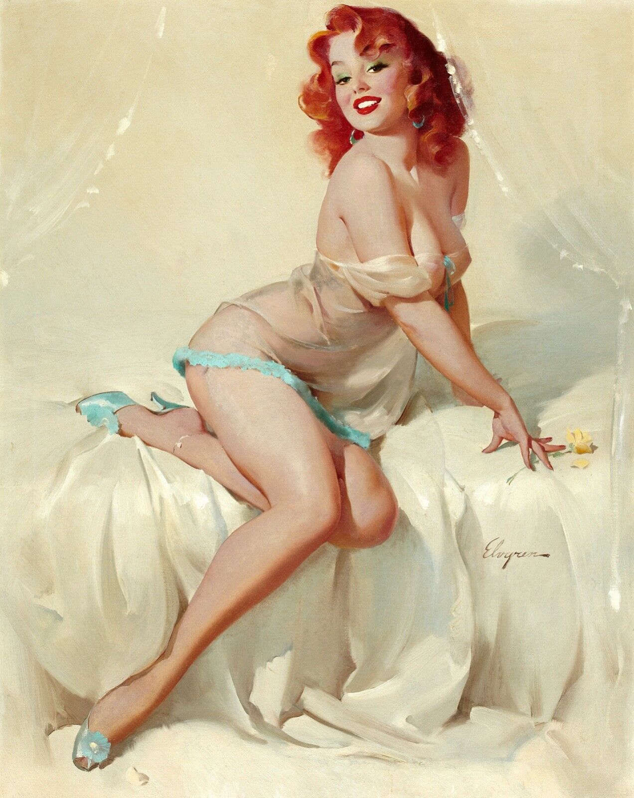 CAMISÓN PIN-UP, GIL ELVGRE, REPRODUCCIÓN DE CARTEL VINTAGE, HQ