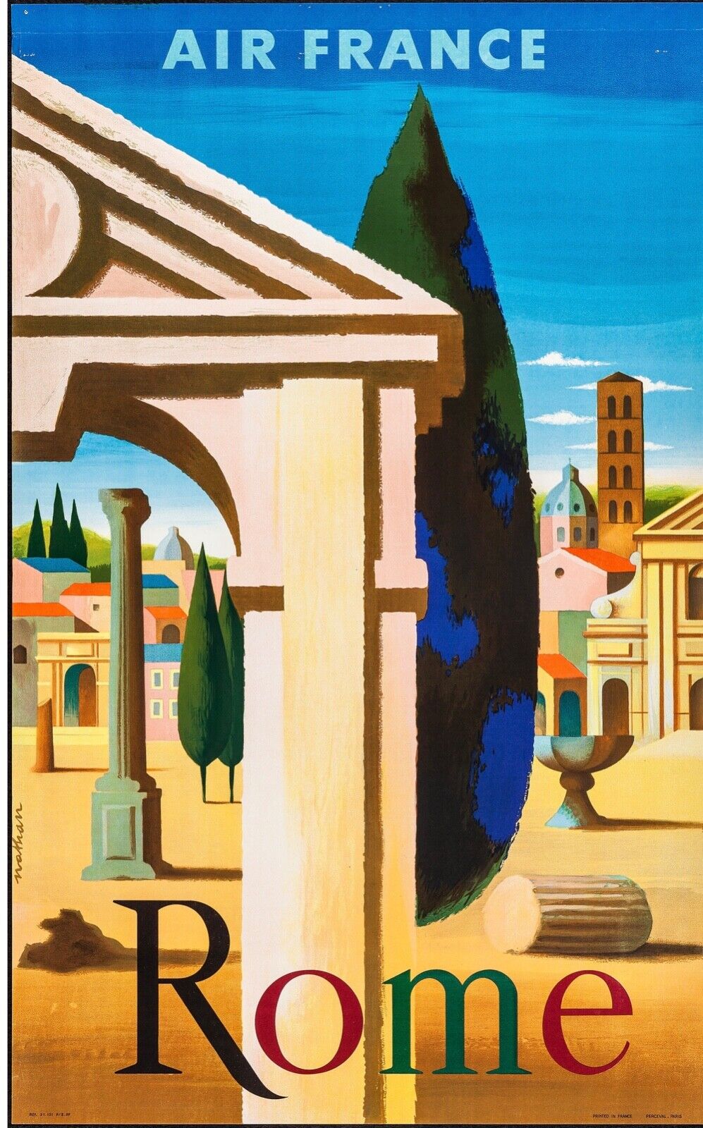 Air France ROME Repro Poster Advertising Travel Tourism Vintage