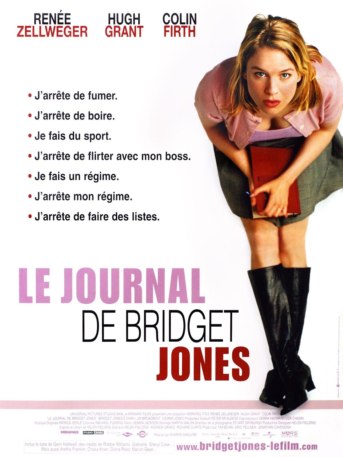 LE JOURNAL DE BRIDGET JONES, HUGH GRANT, 2001, REPRO AFFICHE CINEMA VINTAGE, HQ