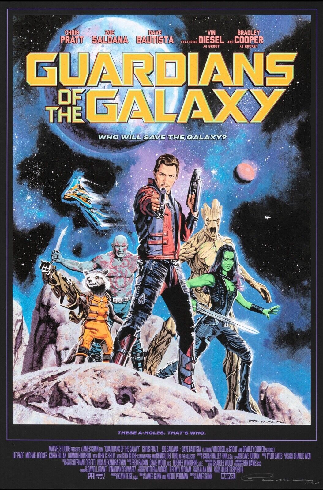 GUARDIANS OF THE GALAXY, CHRIS PRATT, 2014, REPRO MOVIE POSTER, VINTAGE, HQ.