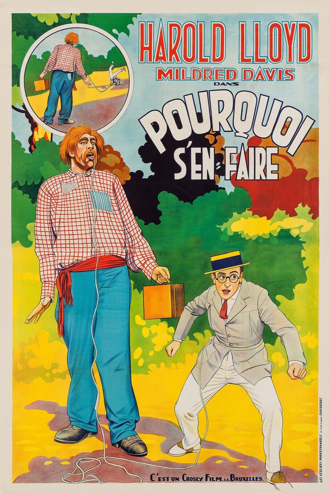 POURQUOI S'EN FAIRE, WHY WORRIE ?, HAROLD LLOYD, 1923, REPRO AFFICHE CINEMA VINTAGE HQ