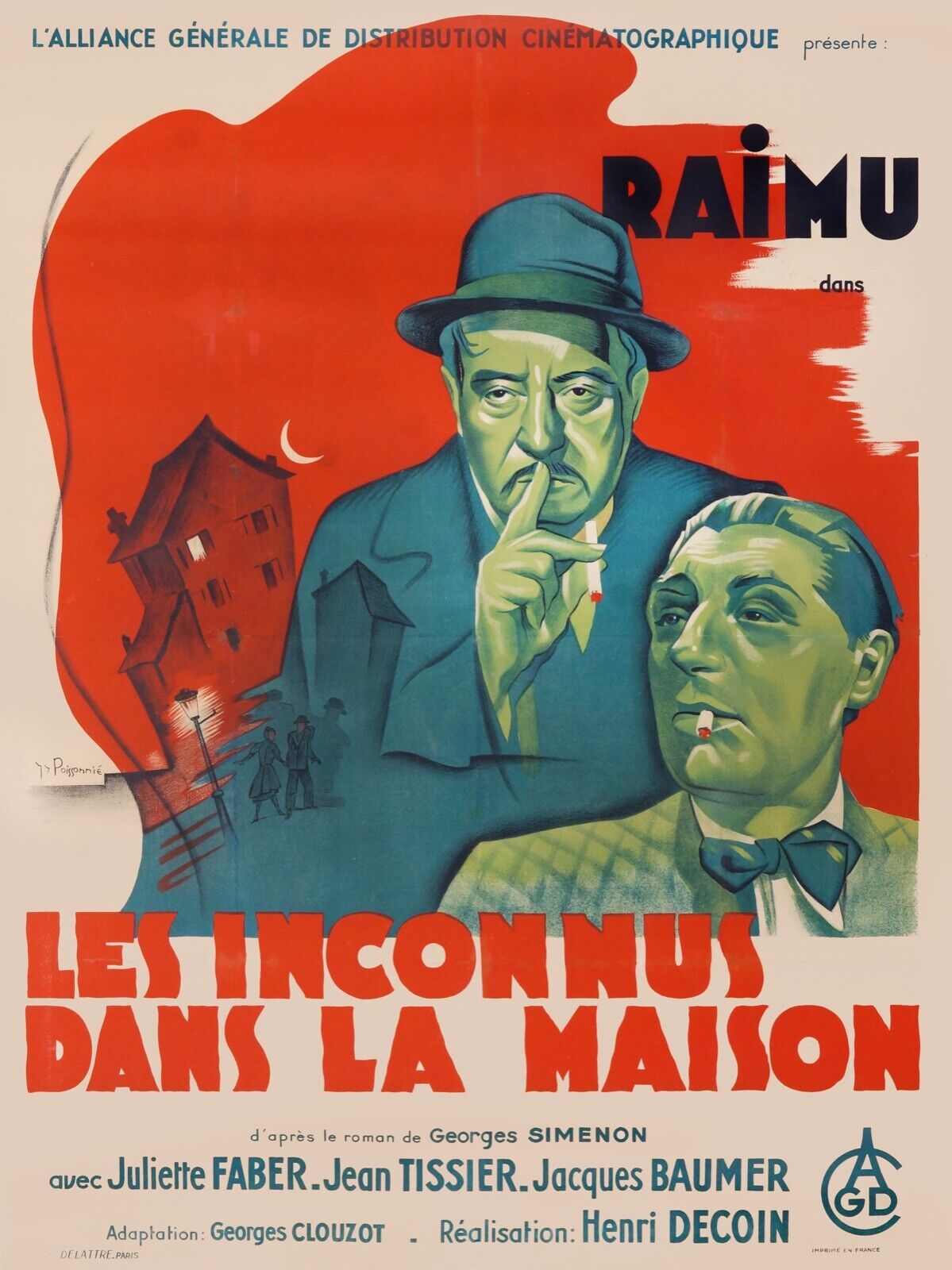 STRANGERS IN THE HOUSE, RAIMU, 1942, REPRO VINTAGE CINEMA POSTER, HQ