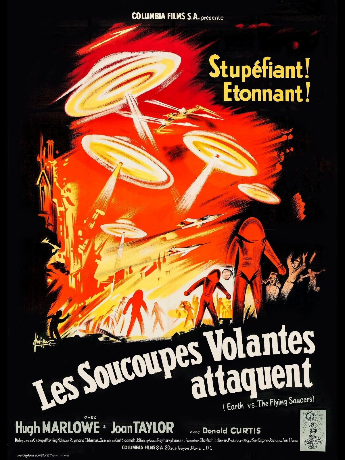 FLYING SAUCERS ATTACK, HUGH MARLOWE, 1956, REPRO VINTAGE CINEMA POSTER, HQ