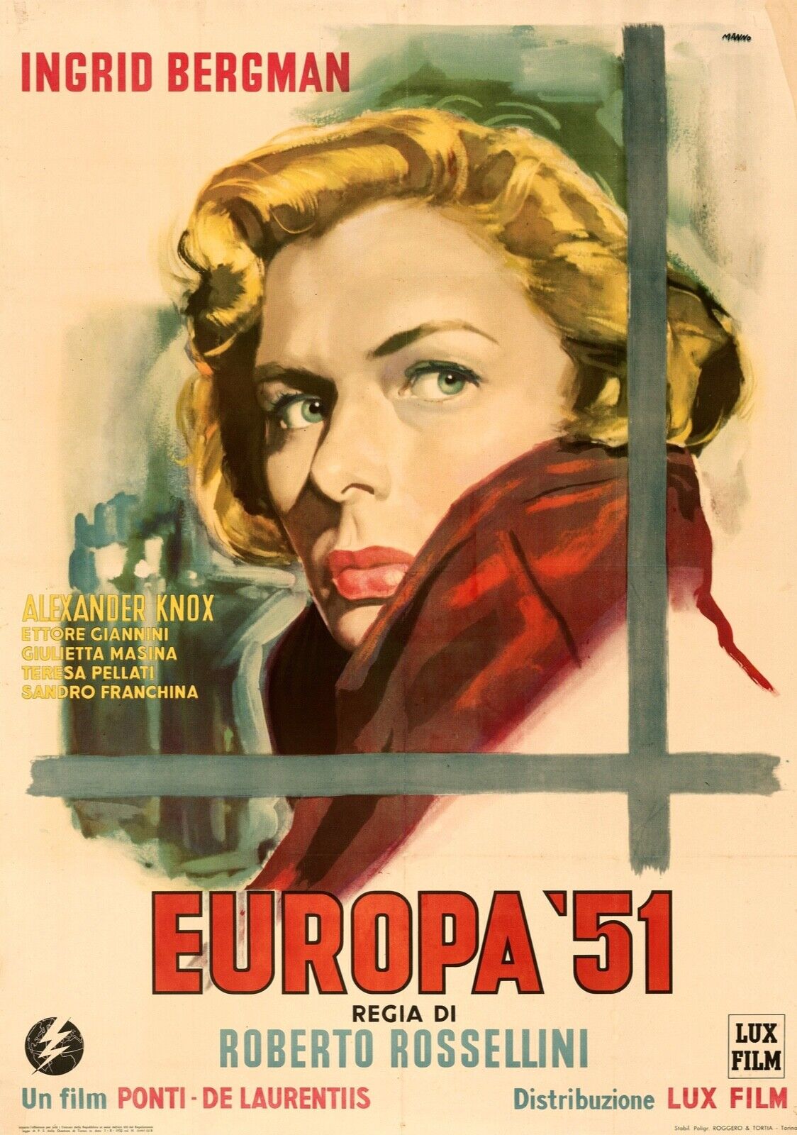 EUROPE 51, INGRID BERGMAN, 1952, REPRO MOVIE POSTER, VINTAGE, HQ