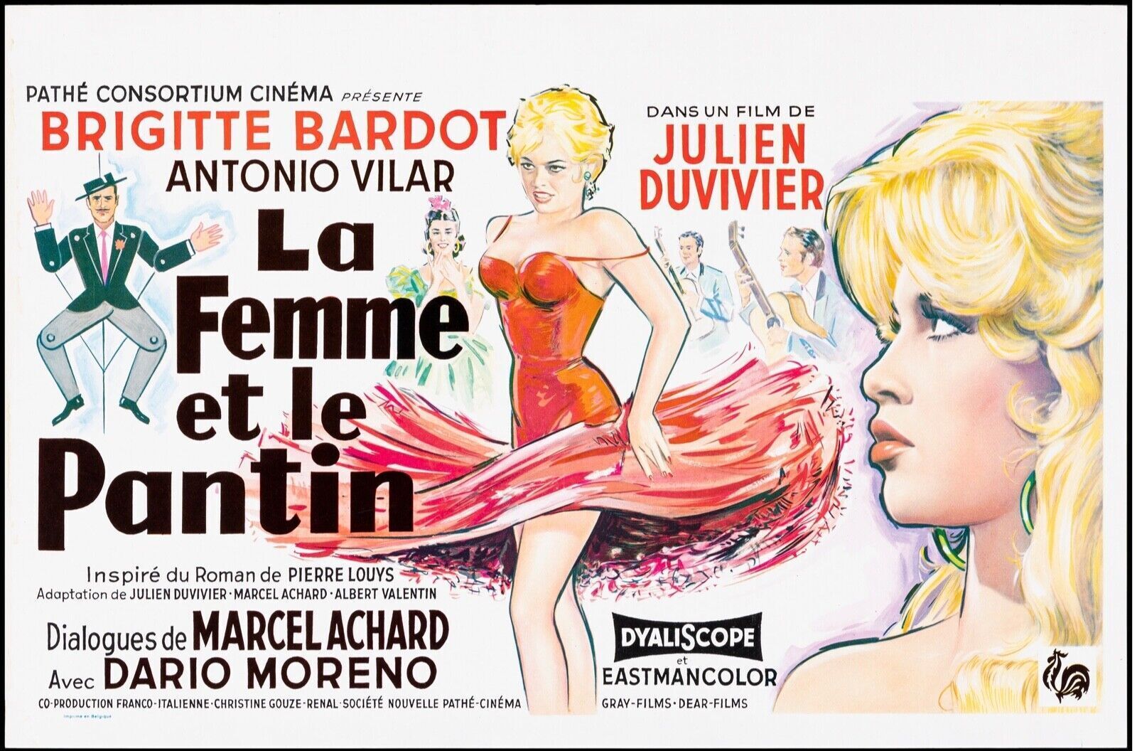 LA MUJER Y LA MARIONETA, BRIGITTE BARDOT, 1935, REPRODUCCIÓN DE CARTEL DE CINE VINTAGE DE ALTA CALIDAD