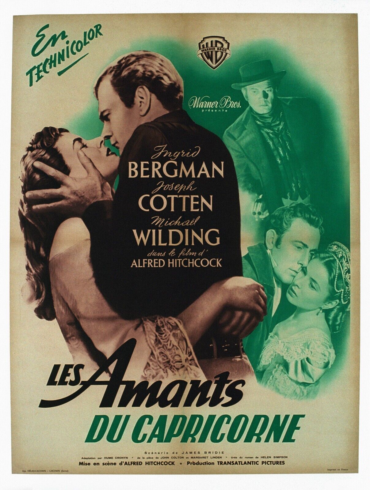 LES AMANTS DU CAPRICORNE, INGRID BERGMAN, 1949, repro affiche de cinema, VINTAGE, HQ