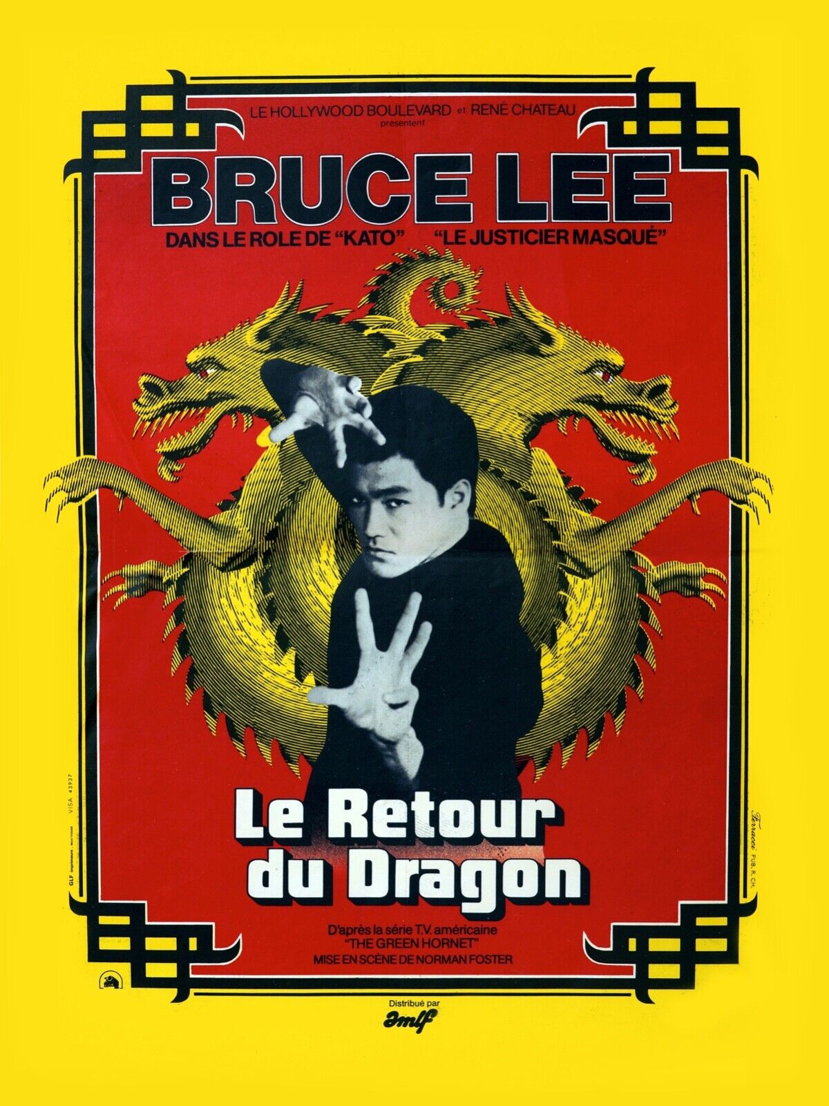 LE RETOUR DU DRAGON – BRUCE LEE, 1972 – REPRO AFFICHE CINÉMA VINTAGE