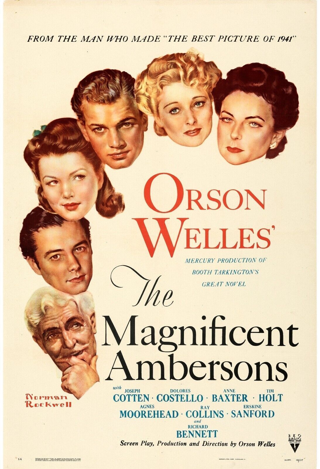LA SPLENDEUR DES AMBERSONS, ORSON WELLES, 1942, repro affiche cinema, VINTAGE, HQ