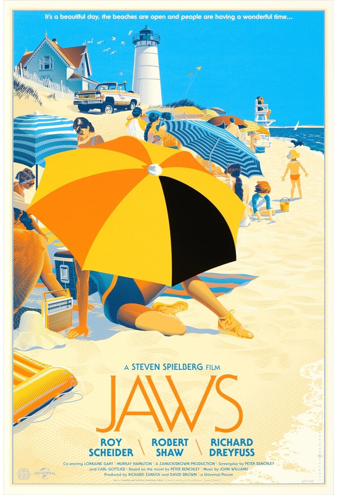 JAWS, ROY SCHEIDER, 1975, REPRO MOVIE POSTER, VINTAGE, HQ