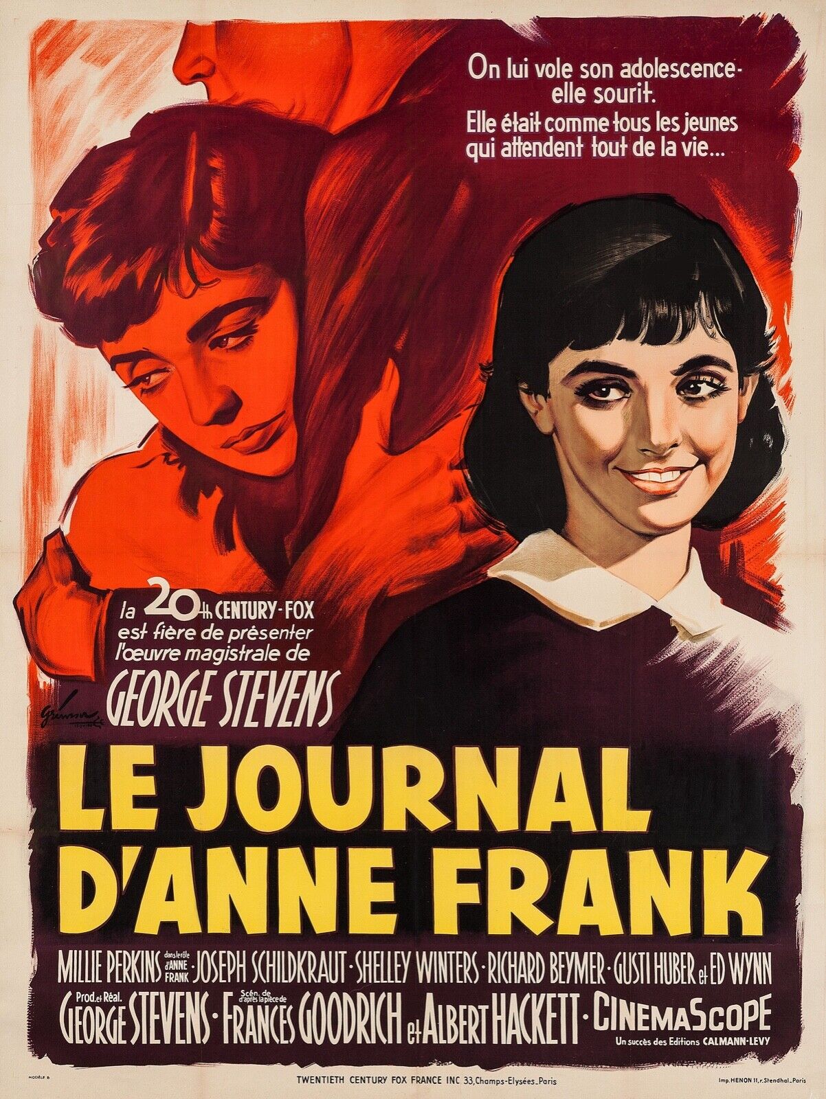 THE DIARY OF ANNE FRANK, GEORGE STEVENS, 1959, REPRO VINTAGE CINEMA POSTER, HQ
