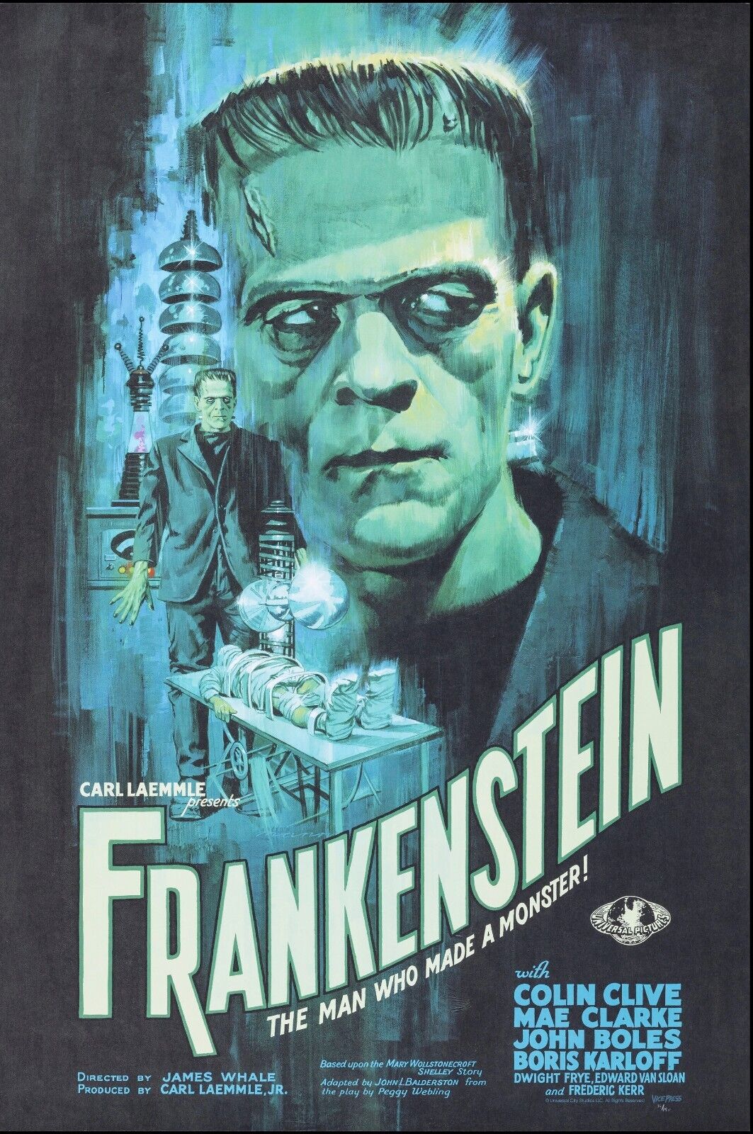 FRANKENSTEIN, COLIN CLIVE, 1931, REPRO MOVIE POSTER, VINTAGE, HQ