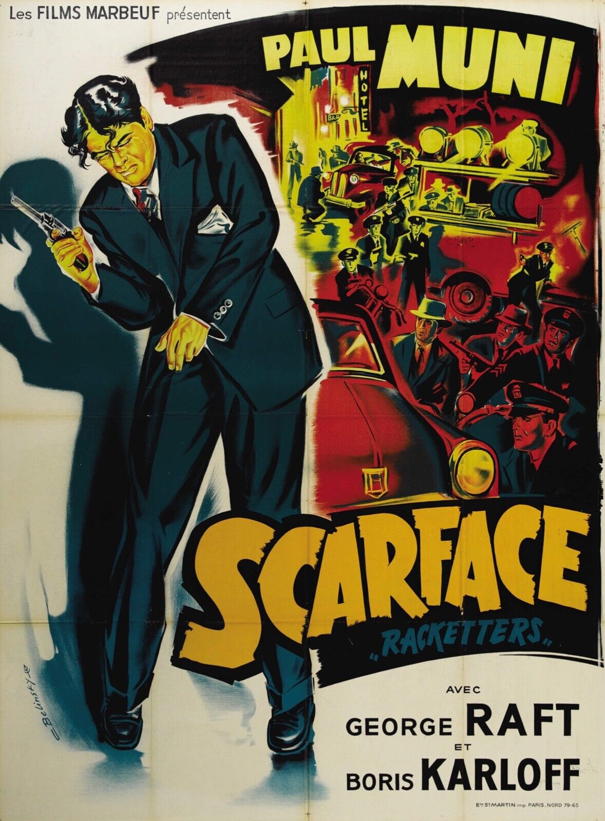SCARFACE, PAUL MUNI, 1932, REPRO AFFICHE CINÉMA VINTAGE, HQ