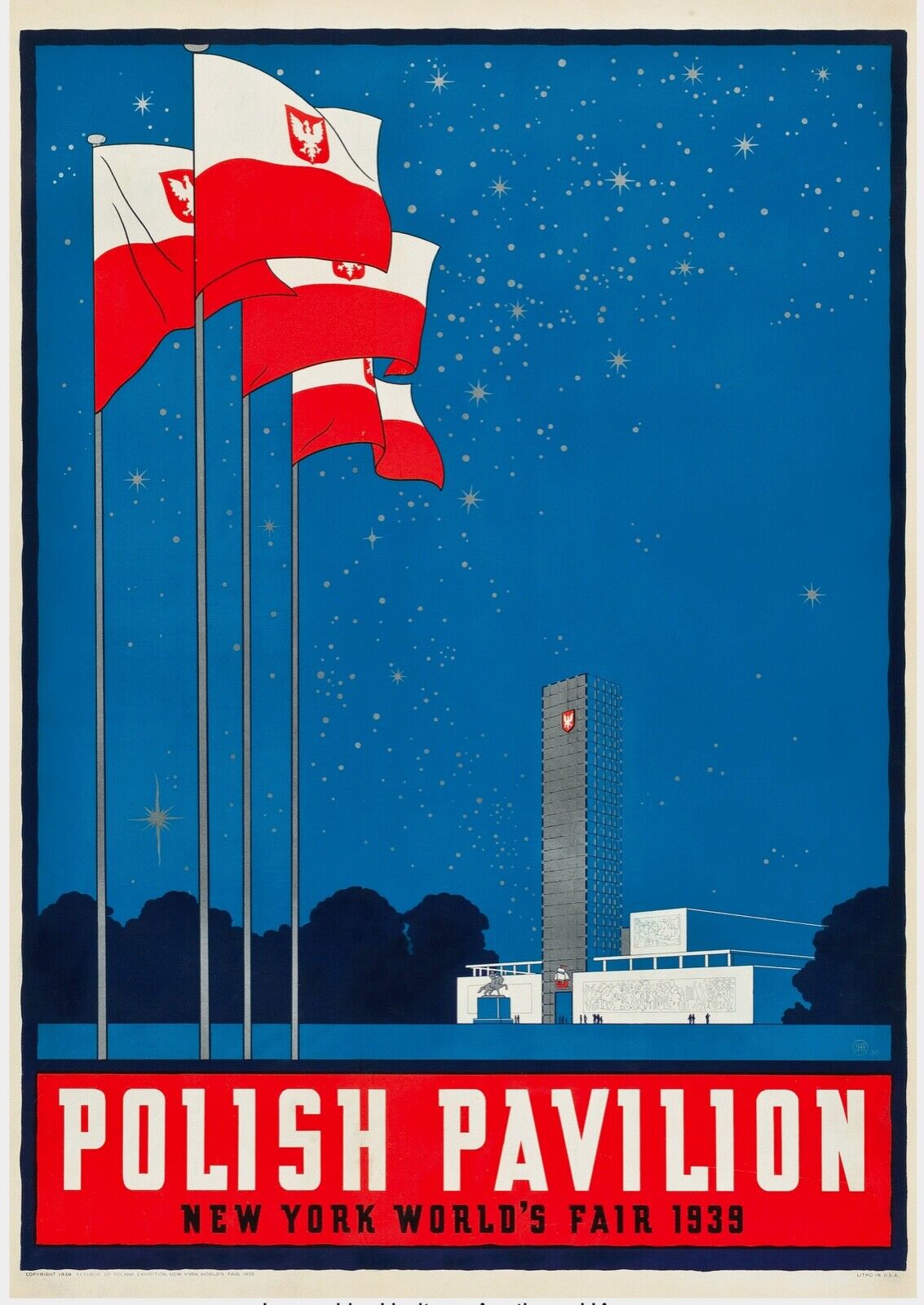 POLOGNE (POLISH PAVILLON), REPRO AFFICHE VINTAGE VOYAGE VINTAGE, HQ