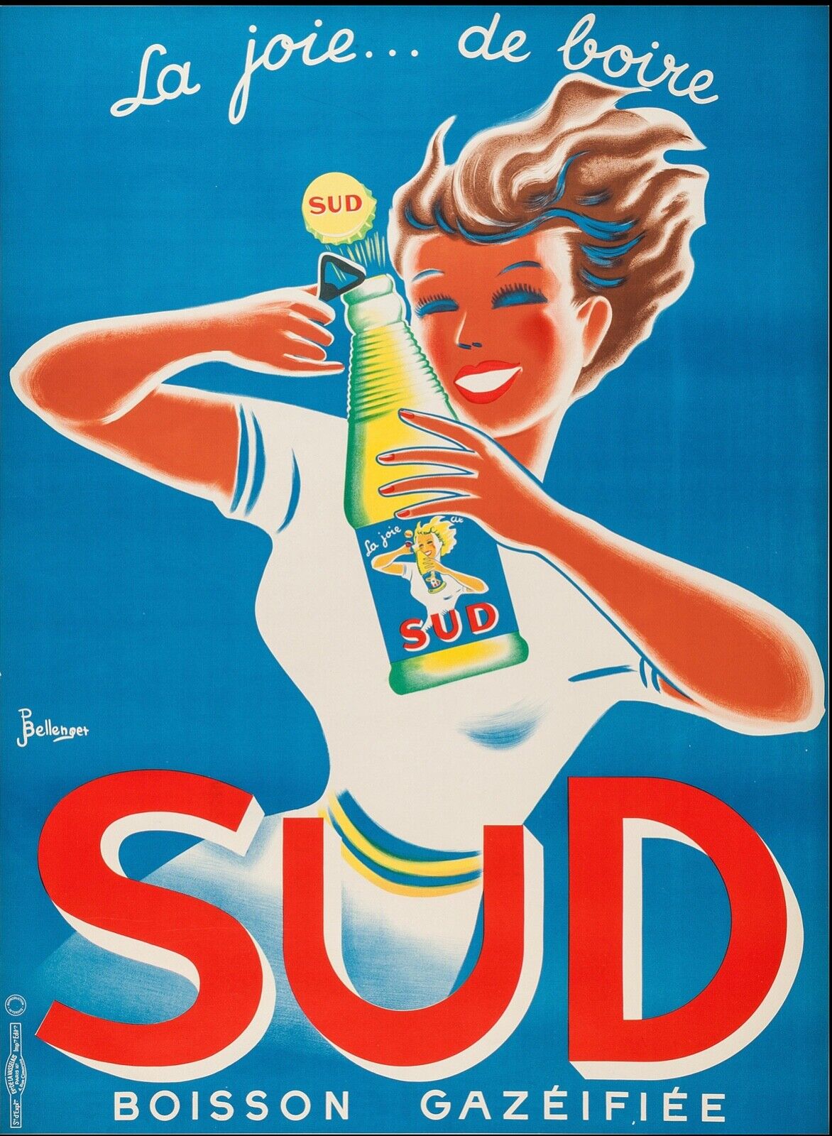 LA JOIE DE... BOIRE, SUD , REPRO AFFICHE PUBLICITAIRE BOISSON VINTAGE, HQ
