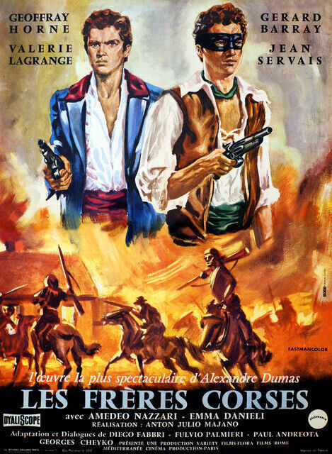 LES FRÈRES CORSES, GÉRARD BARRAY, 1961, Repro affiche cinéma, VINTAGE, HQ