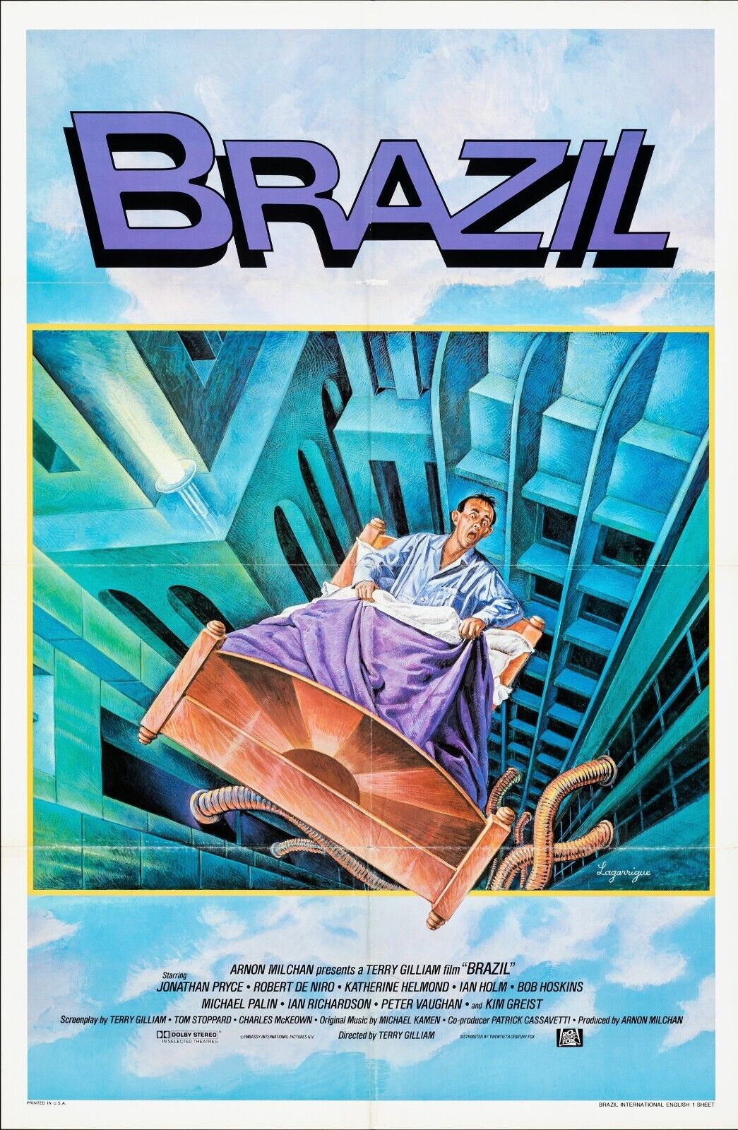 BRAZIL, TERRY GILLIAN, JONATHAN PRYCE, 1985 REPRO AFFICHE CINEMA VINTAGE