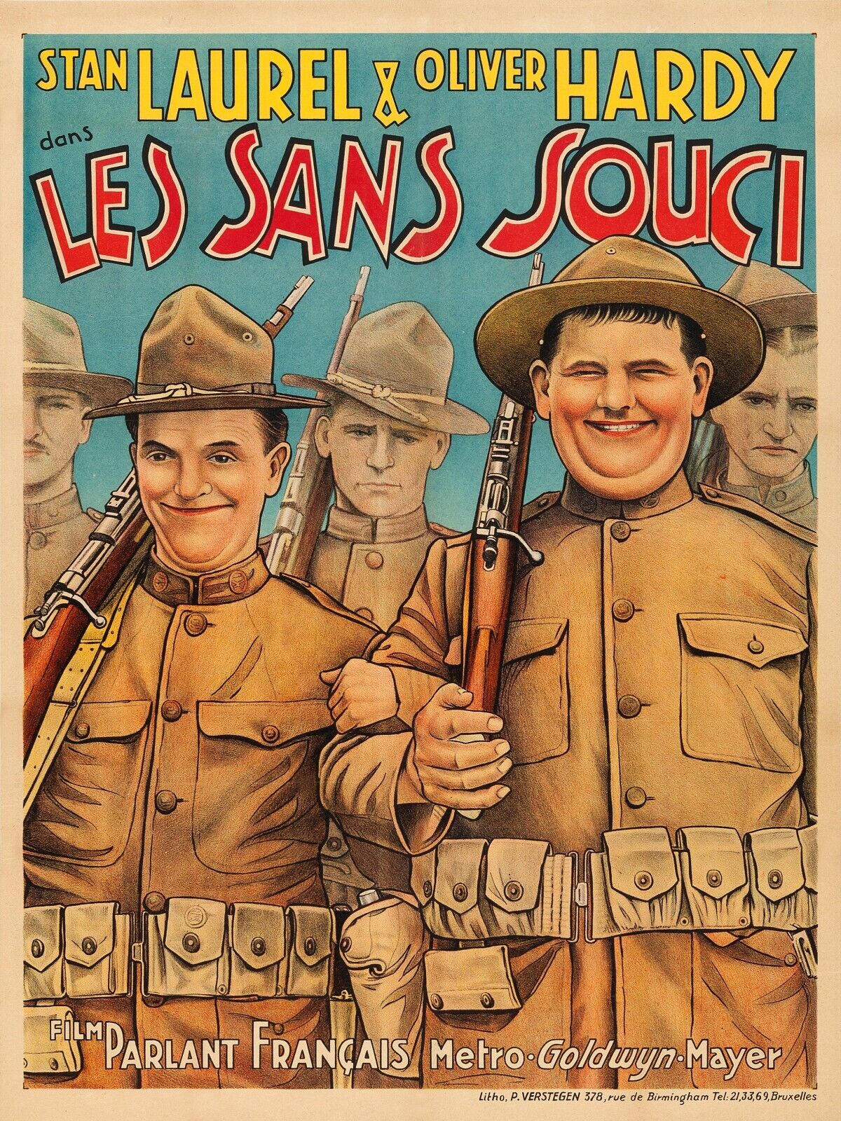 LES SANS SOUCIS, LAUREL ET HARDY, 1939, REPRO AFFICHE CINEMA VINTAGE, HQ