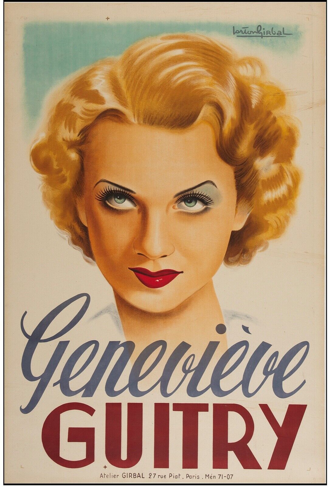 GENEVIÈVE GUITRY, REPRO MOVIE POSTER, VINTAGE, HQ
