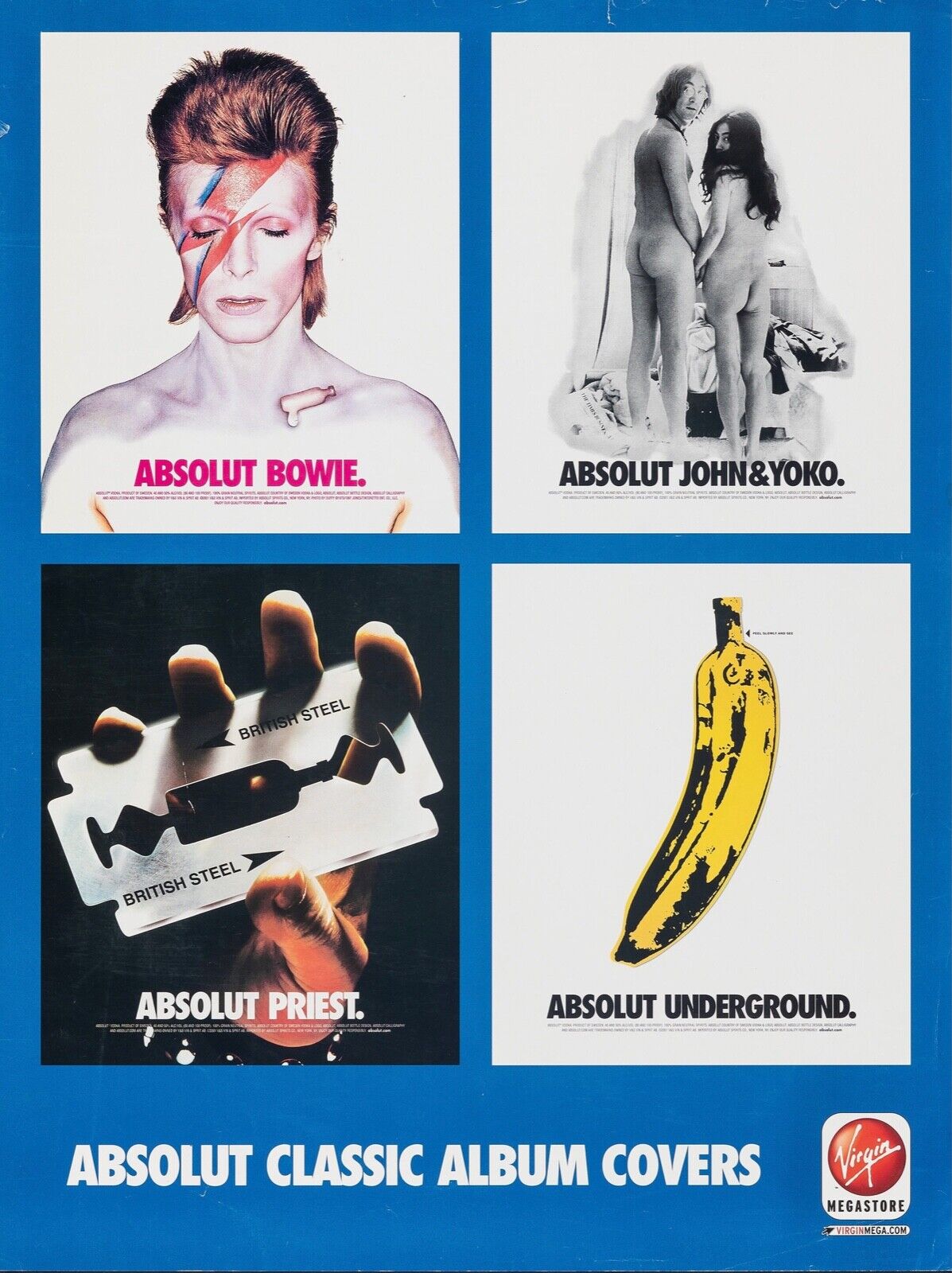 ABSOLUT BOWIE, DAVID BOWIE, REPRO MUSIC POSTER, VINTAGE, HQ