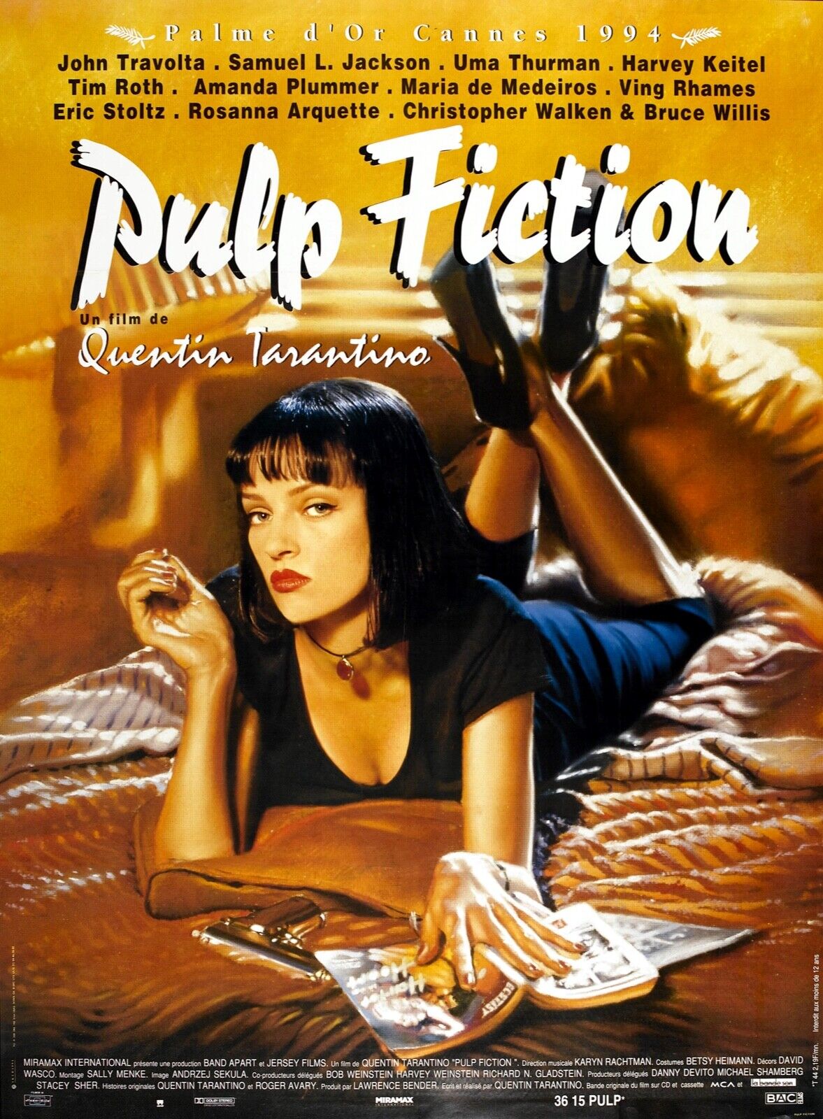 PULP FICTION, JOHN TRAVOLTA, 1994, Repro cinema poster, VINTAGE, HQ.