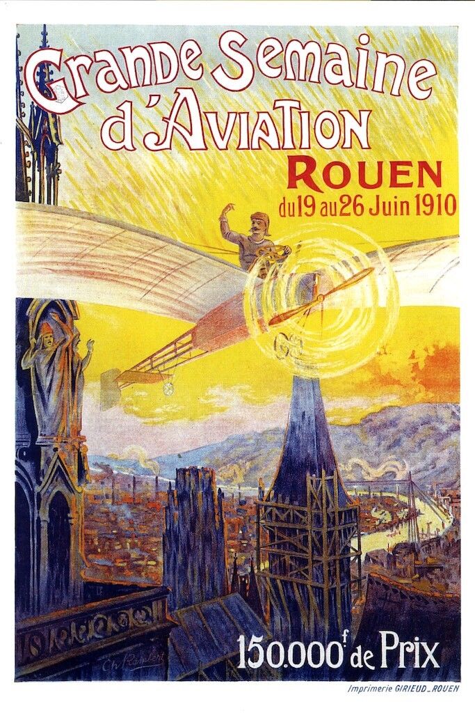 GRANDE SEMAINE D'AVIATION ROUEN, repro affiche publicitaire HQ