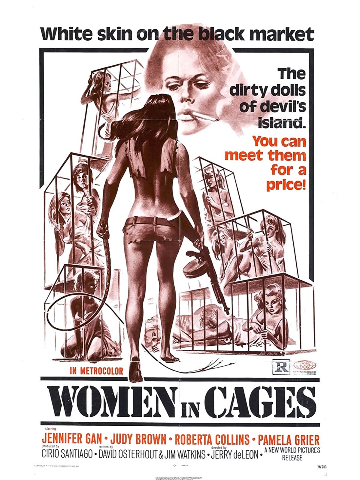 FEMMES EN CAGE, ROBERTA COLLINS, 1971, REPRO MOVIE POSTER, VINTAGE, HQ