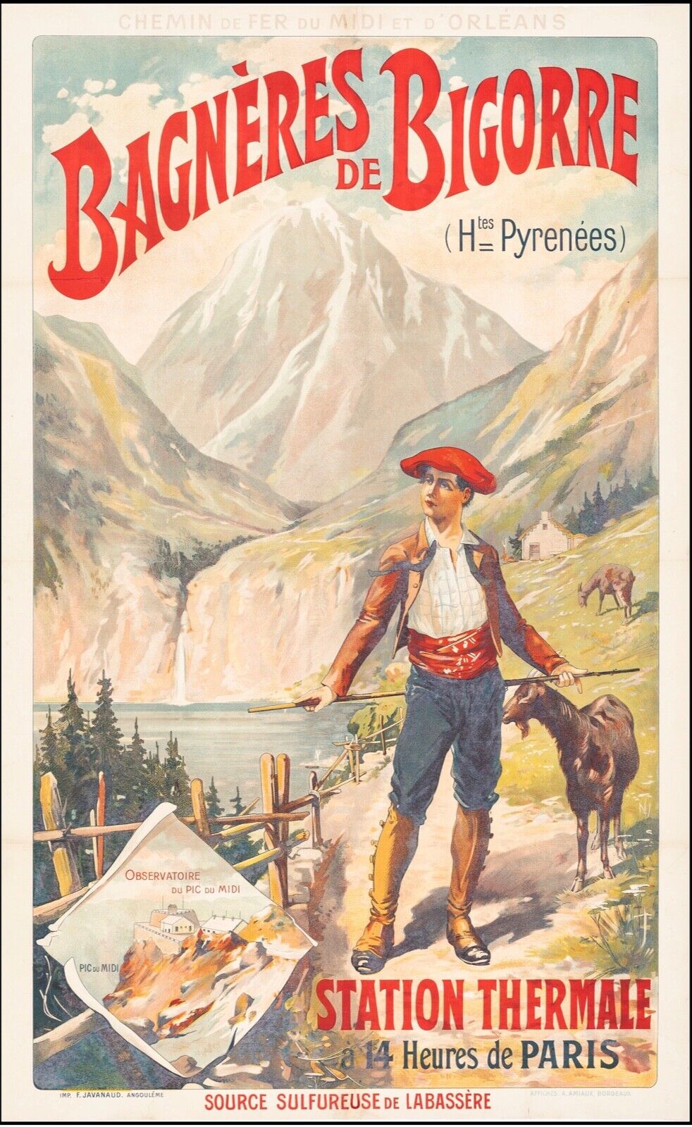 BAGNERES-DE-BIGORRE, HAUTES-PYRÉNÉES, REPRO TRAVEL POSTER, VINTAGE, HQ