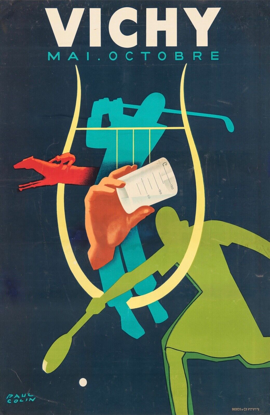 VICHY FRANCE 1948, Reproduction vintage tourism poster, HQ