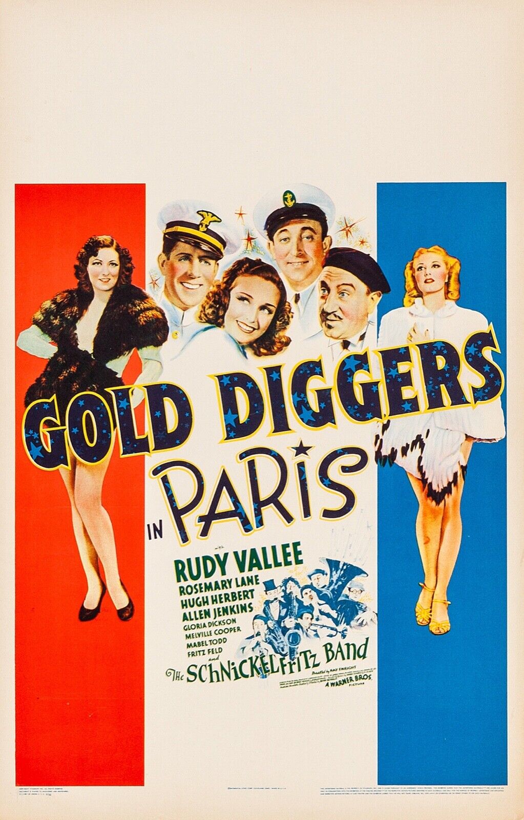 BUSCAPERROS DE ORO EN PARÍS, RUDY VALLÉE, 1938, REPRODUCCIÓN DE CARTEL DE PELÍCULA, VINTAGE, HQ.