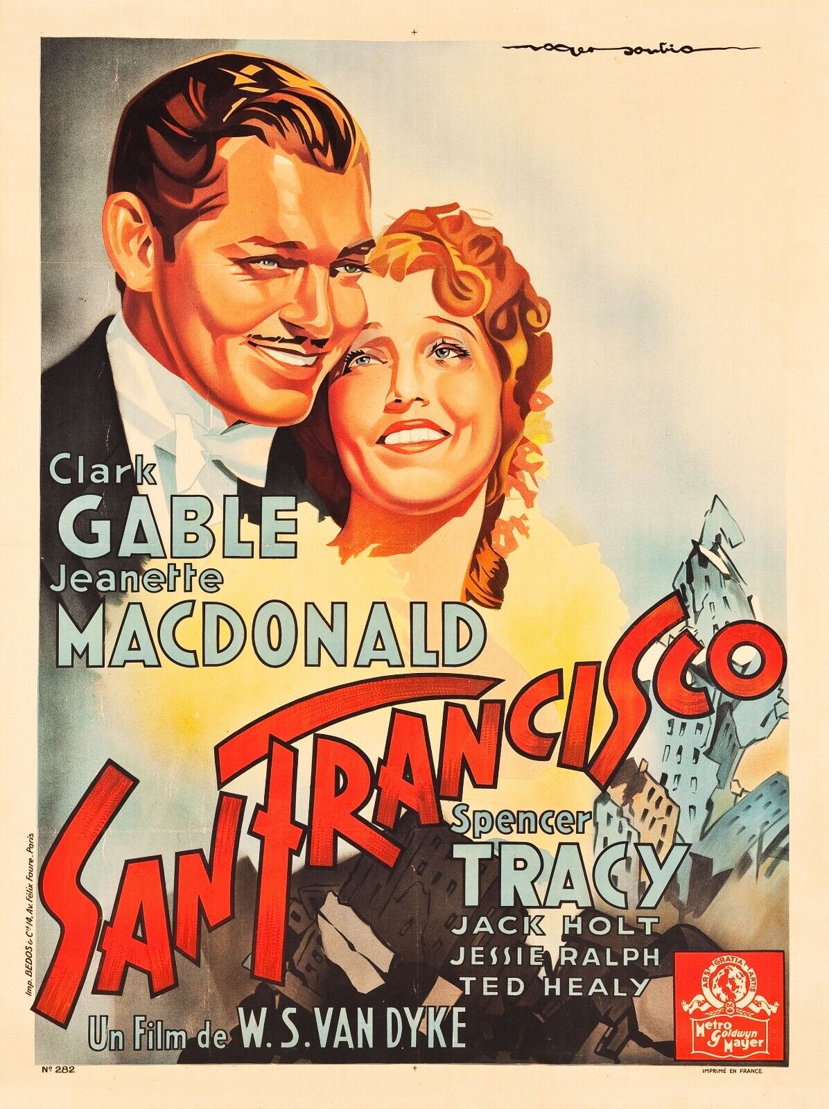 SAN FRANCISCO, CLARK GABLE, 1936, REPRO AFFICHE CINEMA VINTAGE, HQ