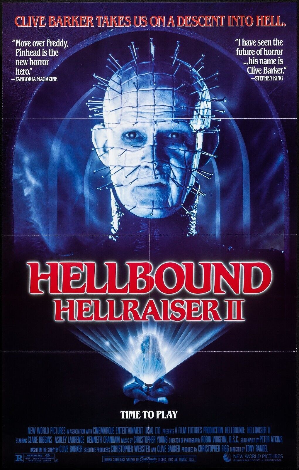 HELLBOUND : HELLRAISER II, DOUG BRADLEY, 1988, REPRO AFFICHE CINÉMA VINTAGE, HQ