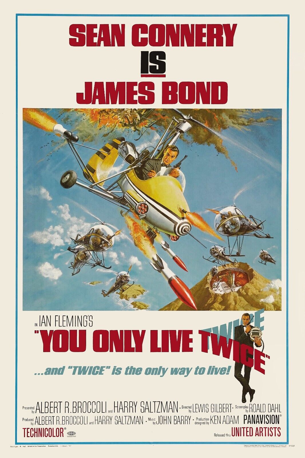 ON NE VIT QUE DEUX FOIS, SEAN CONNERY, JAMES BOND 007, YOU ONLY LIVE TWICE, REPRO AFFICHE CINEMA VINTAGE HQ