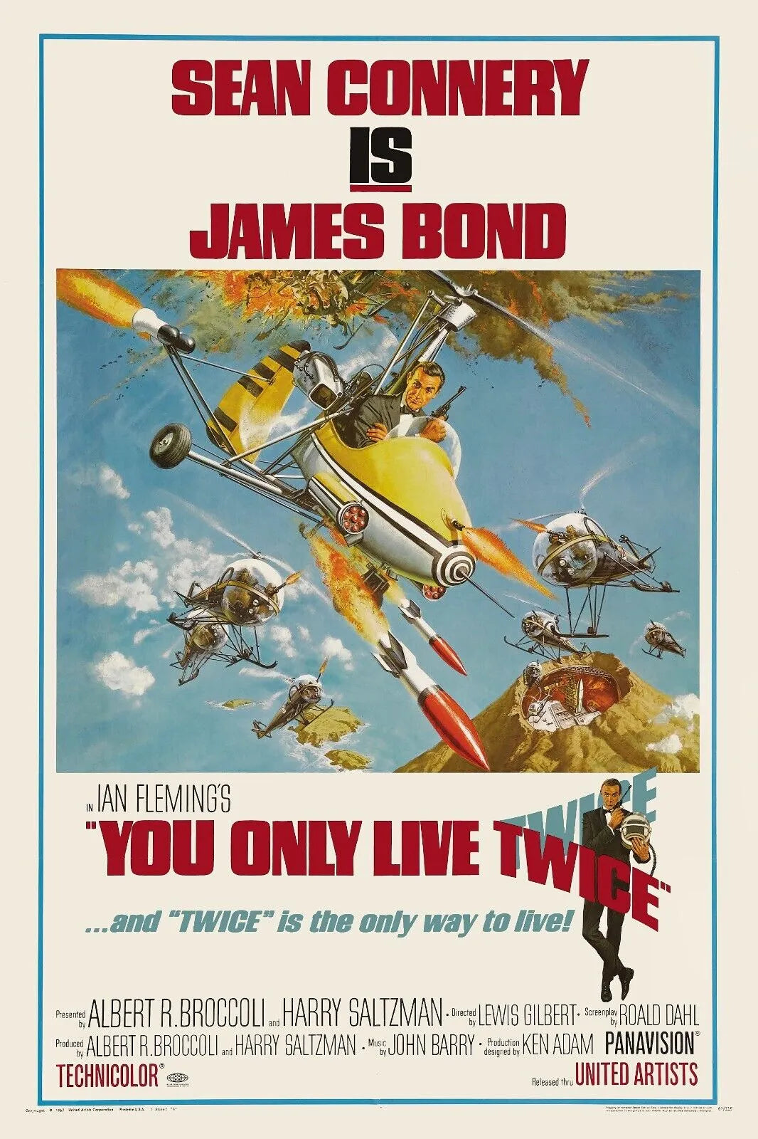 YOU ONLY LIVE TWICE, SEAN CONNERY, JAMES BOND 007, YOU ONLY LIVE TWICE, REPRO VINTAGE HQ CINEMA POSTER