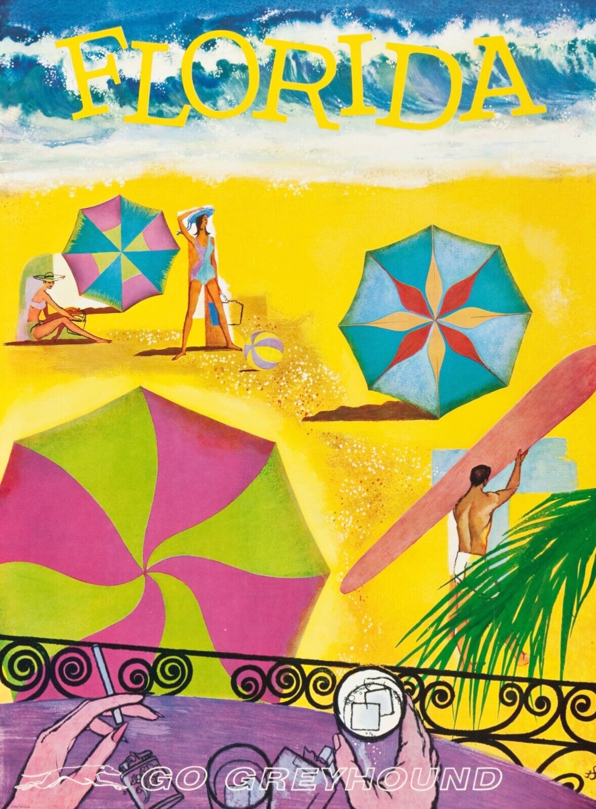 FLORIDA – TOURISM POSTER, REPRO VINTAGE ADVERTISING POSTER, HQ