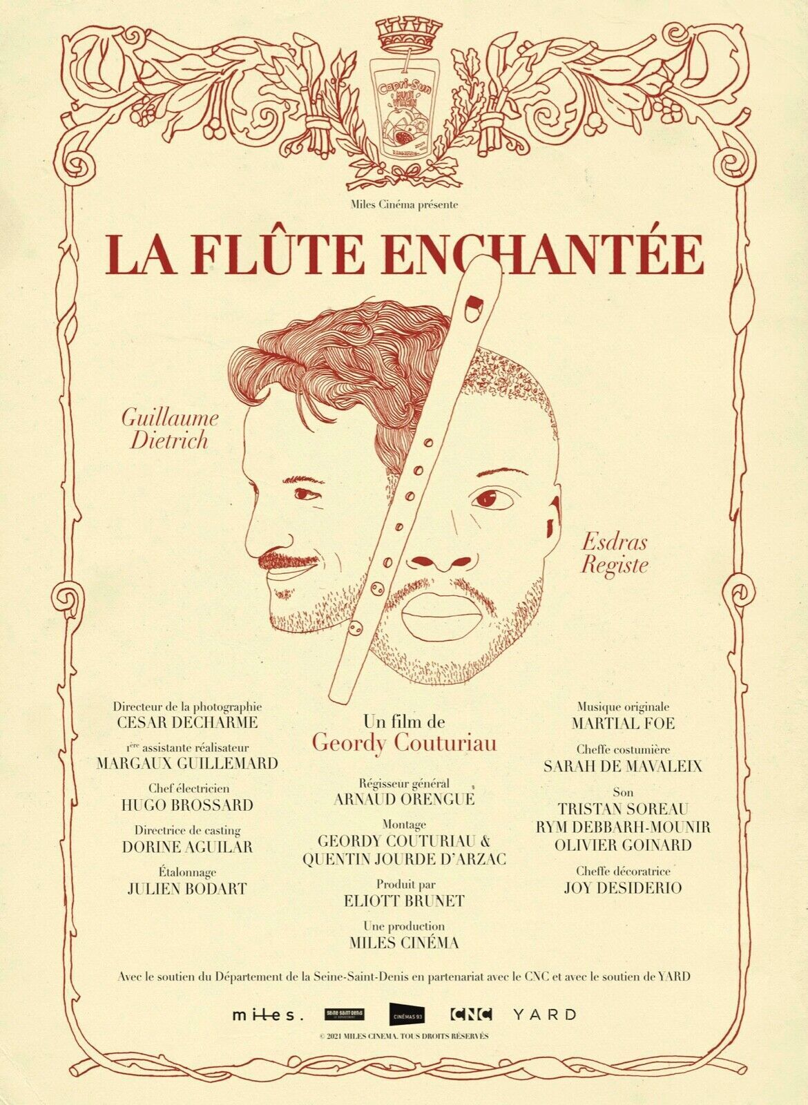LA FLÛTE ENCHANTÉE, GEORDY COUTURIAU, 2021, Repro affiche cinema, VINTAGE, HQ