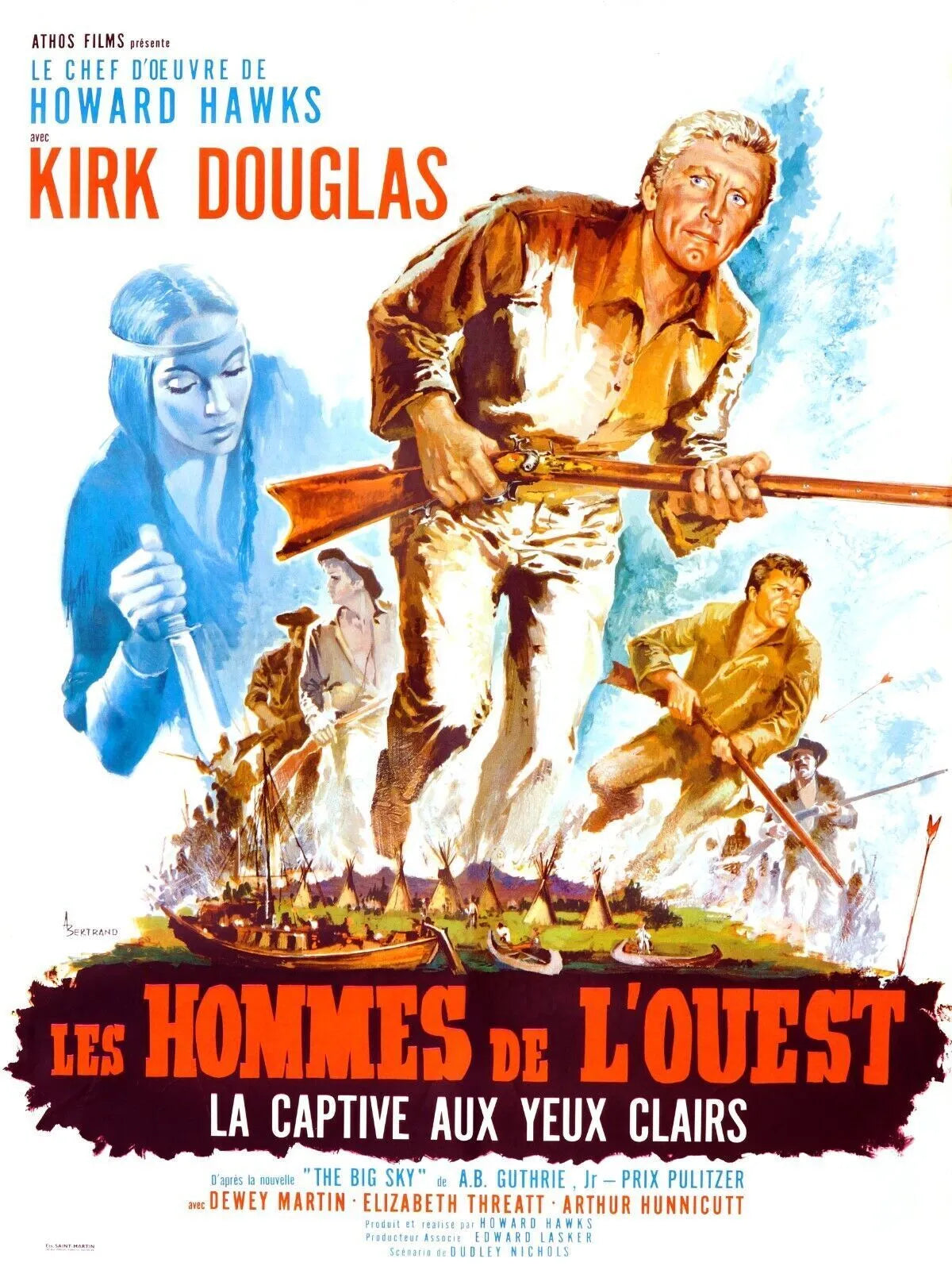 HOMBRES DEL OESTE, KIRK DOUGLAS, 1958, REPRODUCCIÓN DE CARTEL DE CINE VINTAGE, HQ