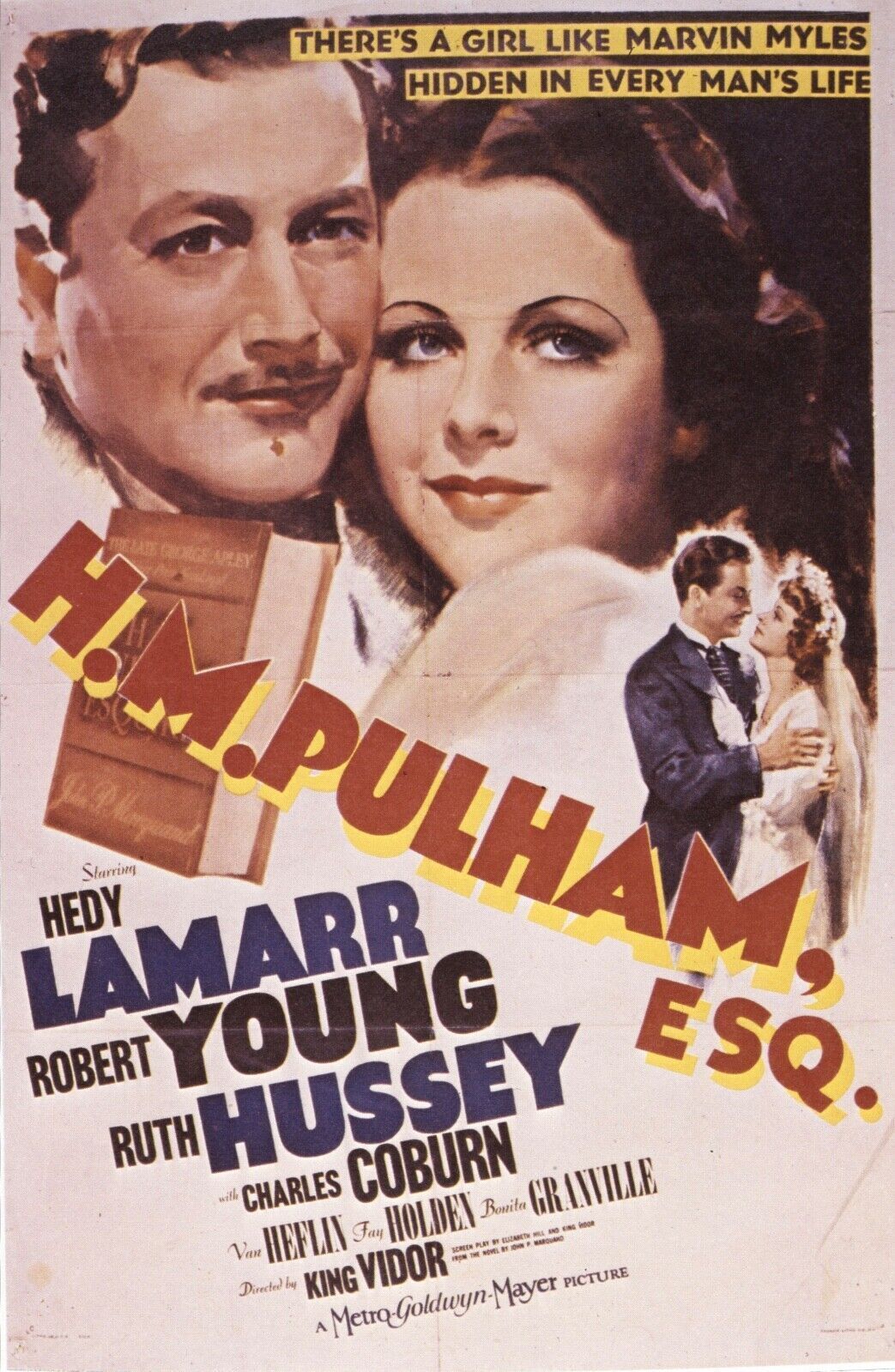 HM PULHAM, ESQ, HEDY LAMARR, 1941, REPRODUCCIÓN DE CARTEL DE PELÍCULA, VINTAGE, HQ.