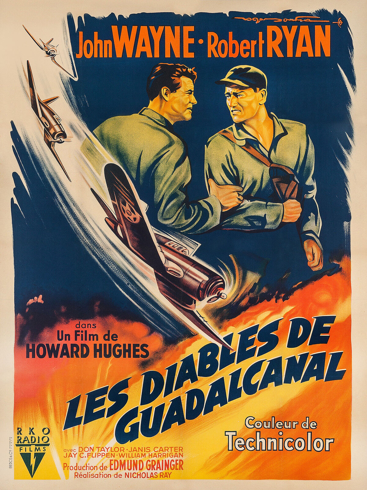 LES DIABLES DE GUADALCANAL, JOHN WAYNE, 1951, REPRO MOVIE POSTER, VINTAGE, HQ