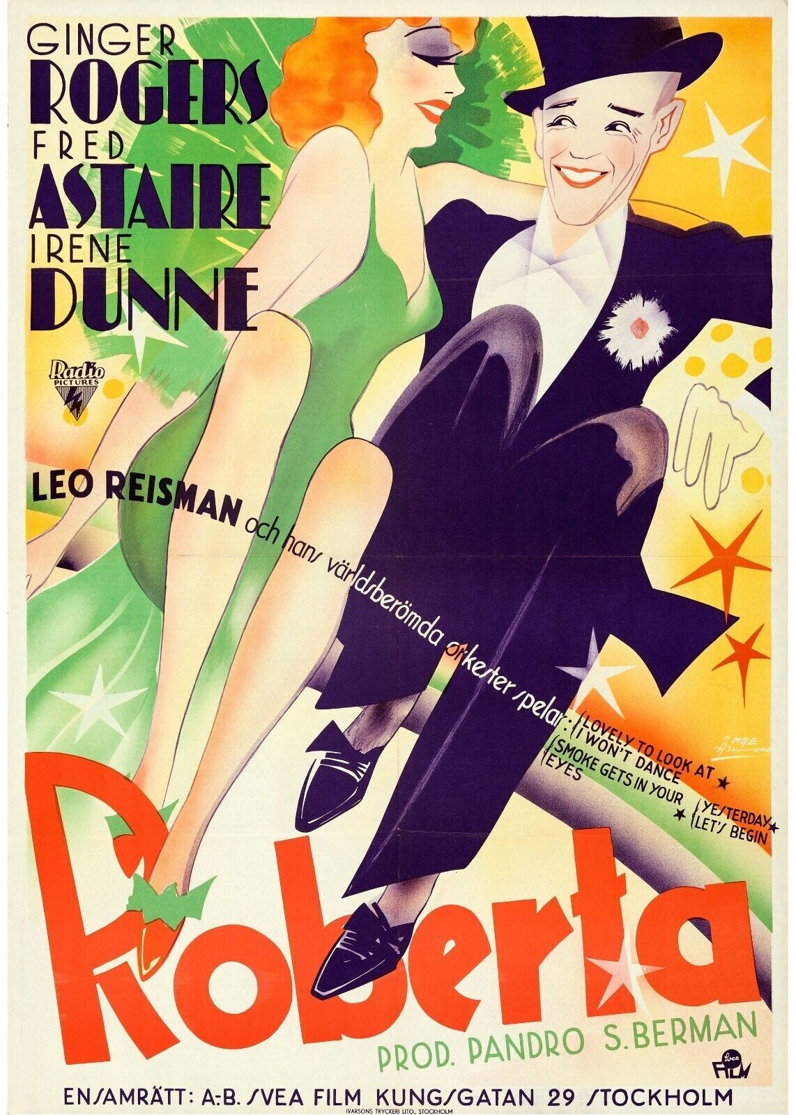 ROBERTA, GINGER ROGERS, FRED ASTAIRE, 1935, repro affiche cinéma, HQ