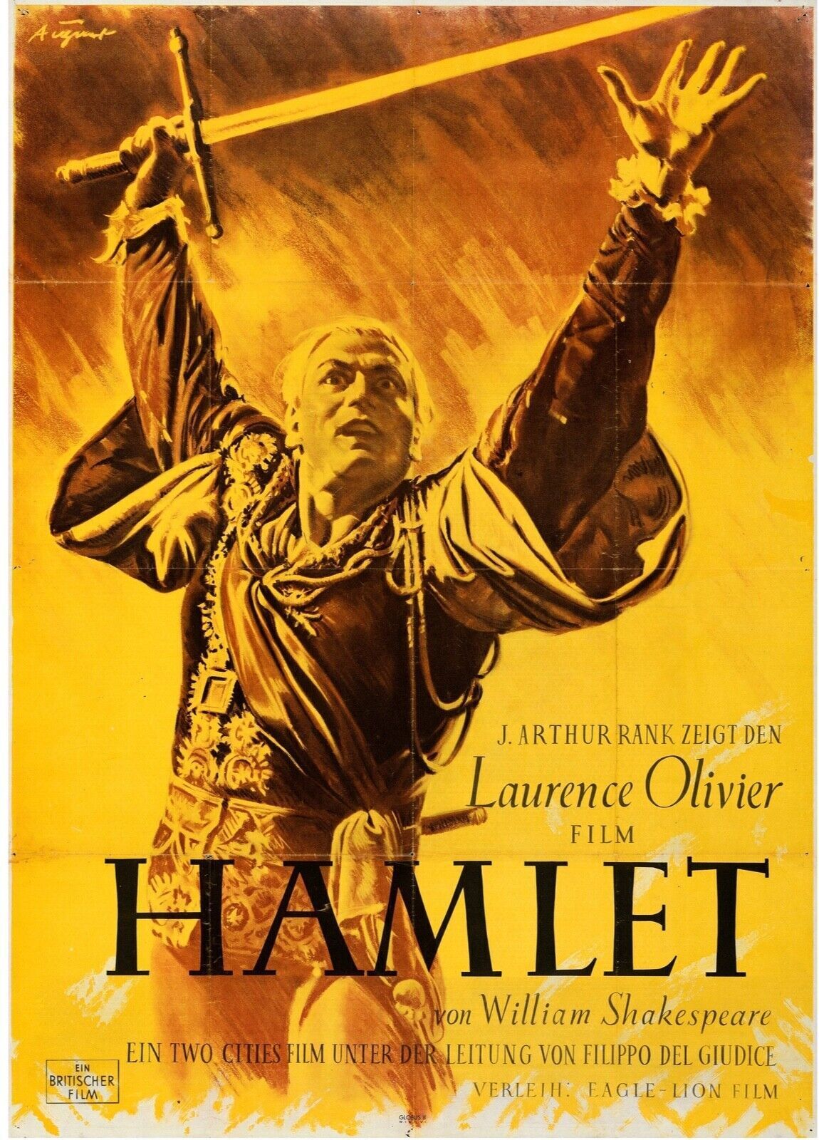 HAMLET, LAURENCE OLIVIER, REPRO AFFICHE CINEMA VINTAGE ET SUR TOILE EN HQ
