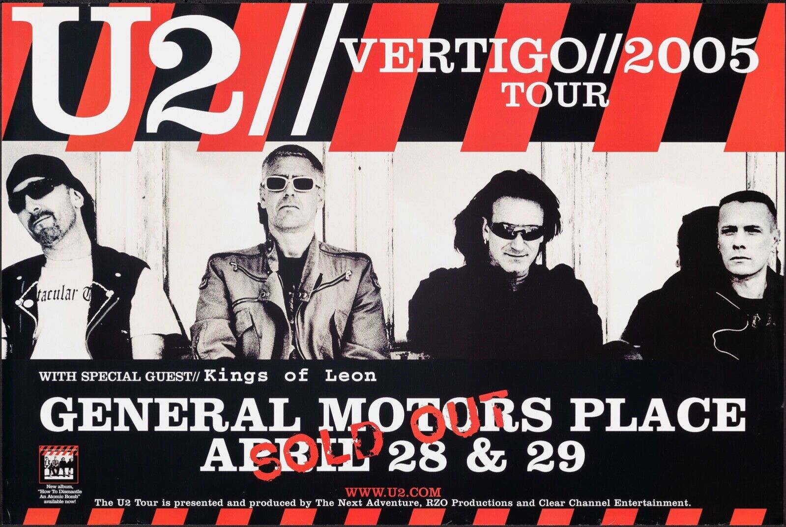 U2 GENERAL MOTORS PLACE, REPRO VINTAGE MUSIC CONCERT POSTER