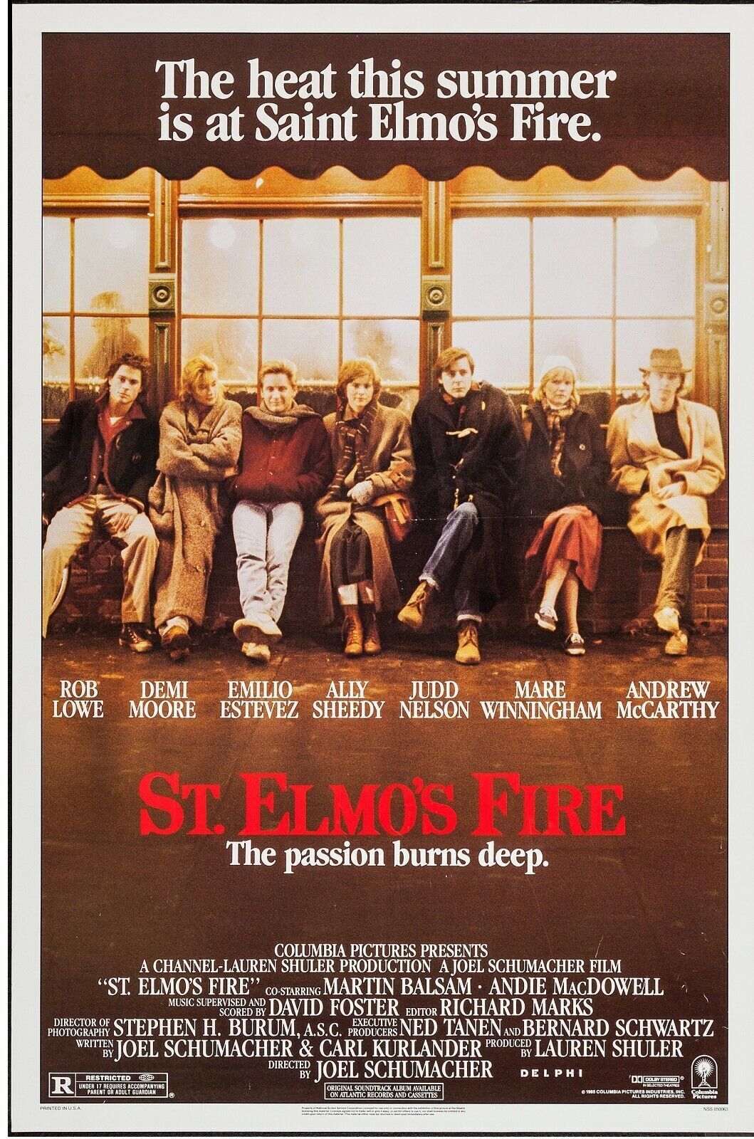 EL FUEGO DE SAN TELMO, ROB LOWE, 1985, Póster de cine réplica, HQ