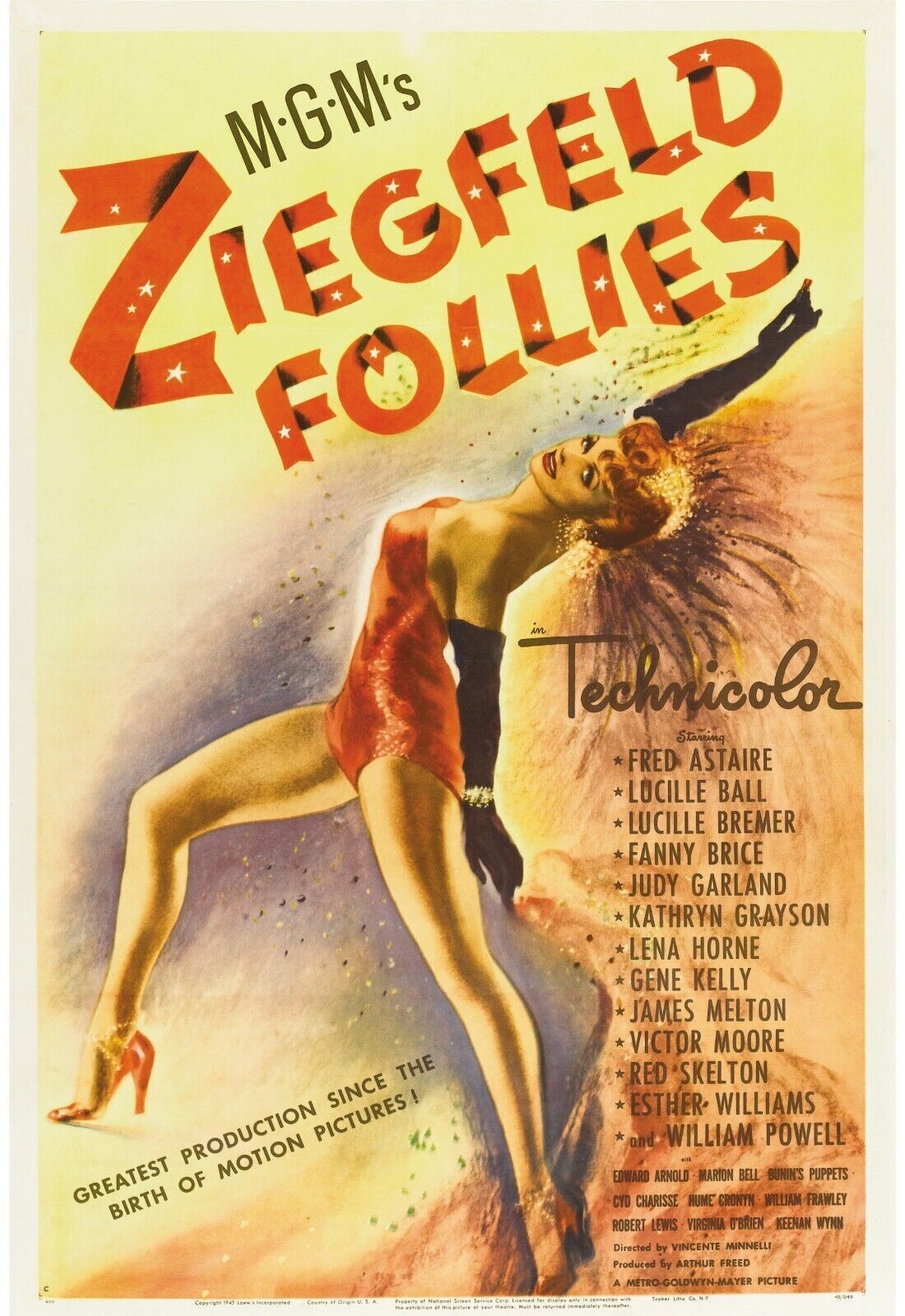 ZIEGFELD FOLLIES, FRED ASTAIRE, 1945, reproducción de cartel de cine, HQ