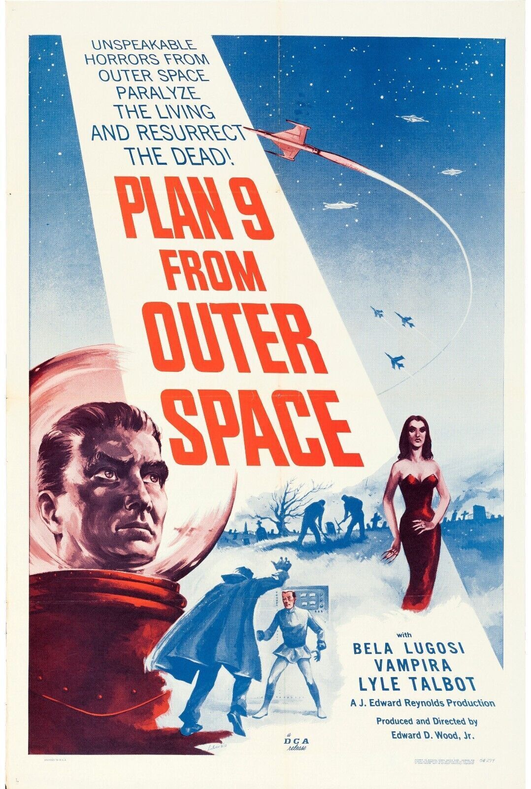 PLAN 9 FROM OUTER SPACE, ED WOOD, 1959, REPRO AFFICHE CINÉMA VINTAGE, HQ