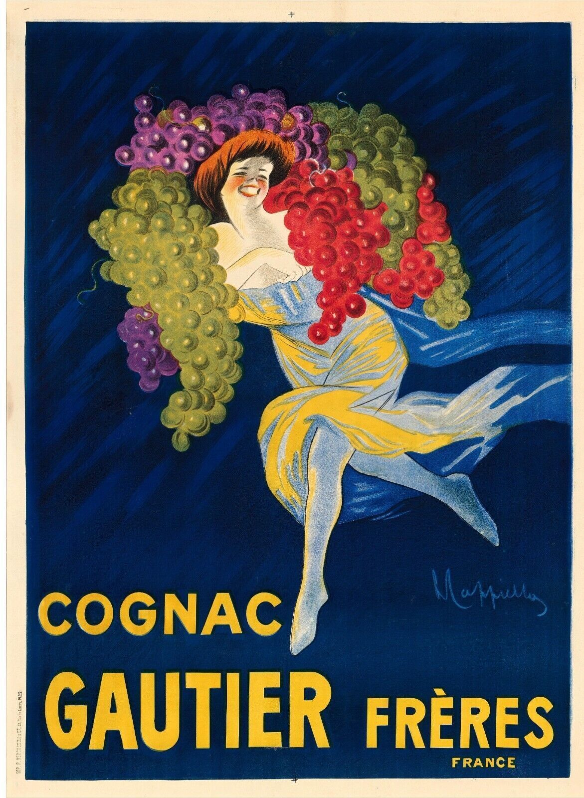 COGNAC GAUTIER FRÈRES, FRANCE, REPRO ADVERTISING POSTER, VINTAGE, HQ