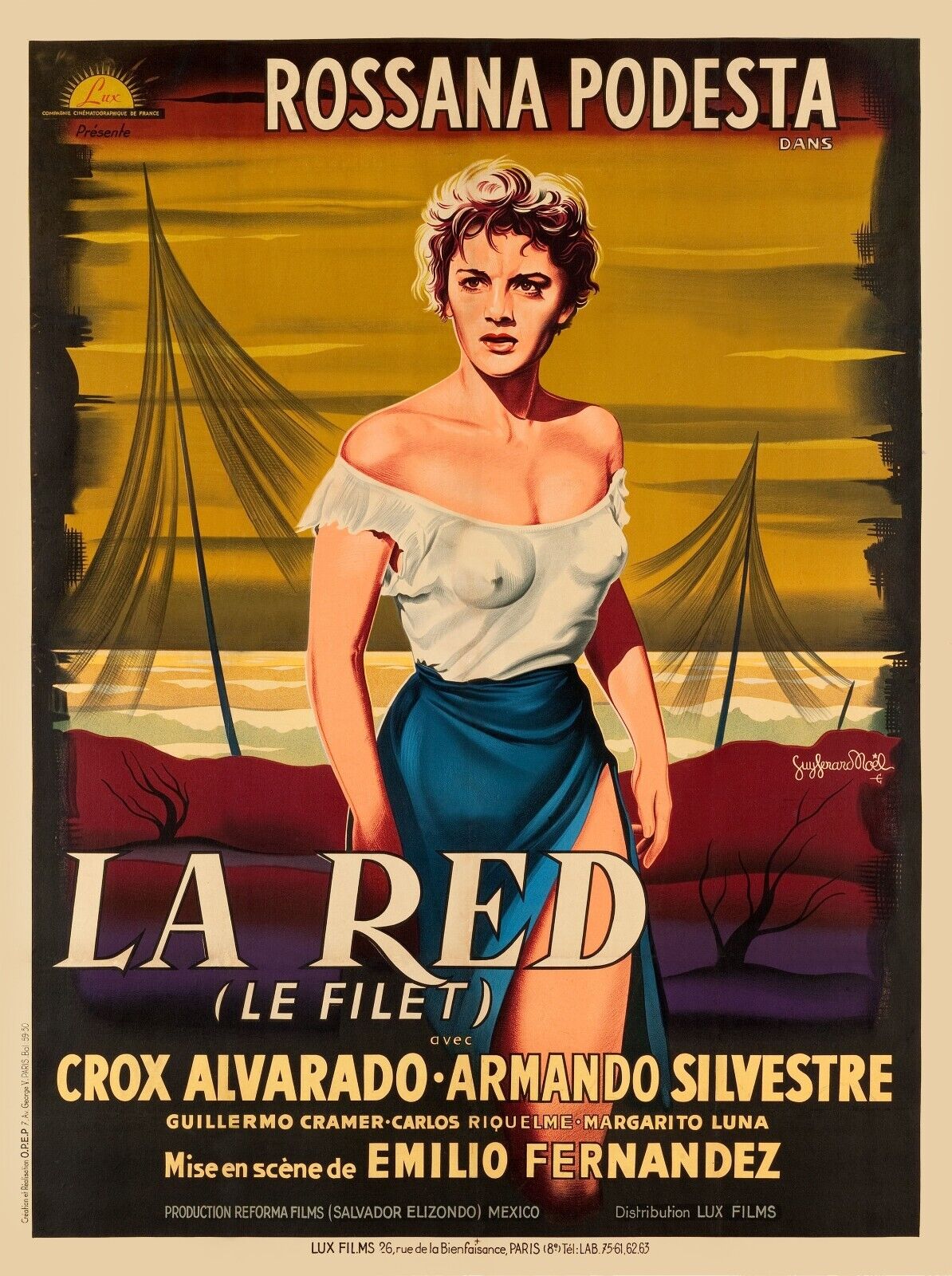 LA RED (LE FILET), ROSSANA PODESTÀ, 1953, repro affiche cinéma, VINTAGE, HQ