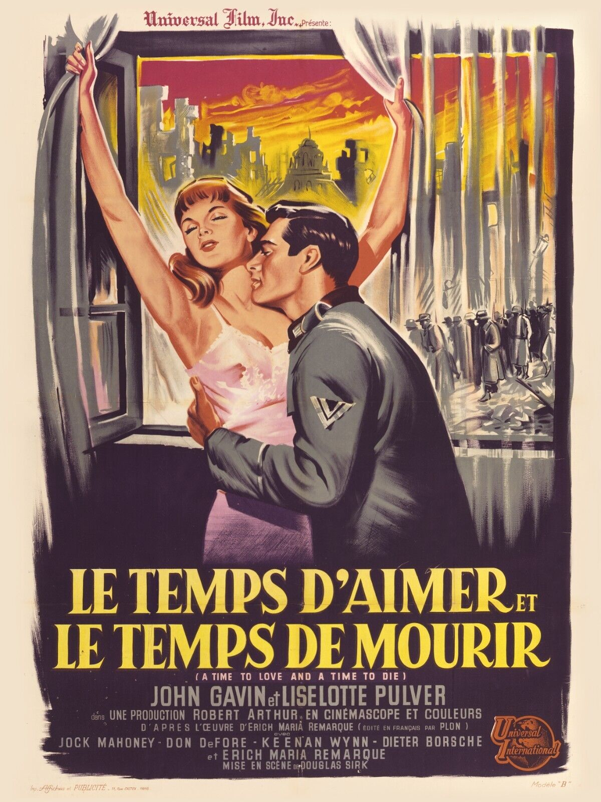 TIEMPO DE AMAR, TIEMPO DE MORIR, JOHN GAVIN, 1958, REPRODUCCIÓN DE CARTEL DE CINE VINTAGE, HQ